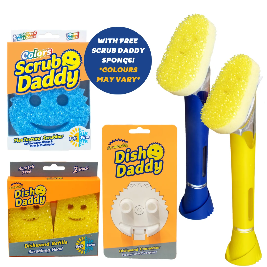 The Original Smiling Sponge Handle Soap Dispensing Handle - Dishwand for  Scrub Daddy Sponge (White) Dish Wand
