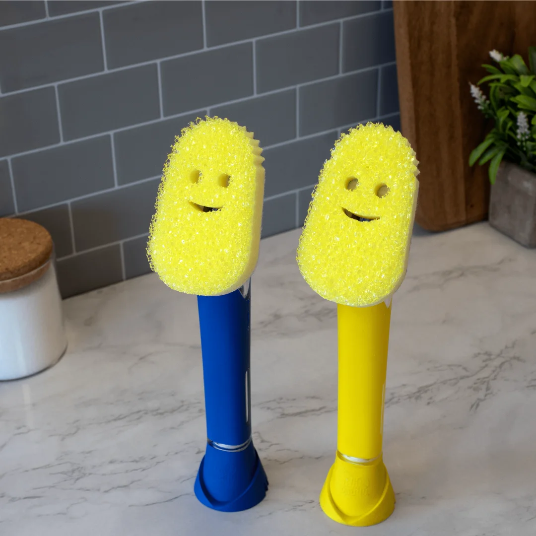  Scrub Daddy Dish Daddy Dish Wand & Connector Head, Soap  Dispensing Dish Brush, Texture Changing Washing Up Sponge With Liquid  Handle, Dish Sponge with Built-in Scraper, Scrubbing Head & Stand 